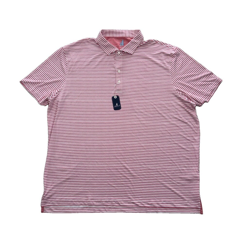 NWT Johnnie O Striped Featherweight Lobster Golf Polo Shirt Pink Size XXL